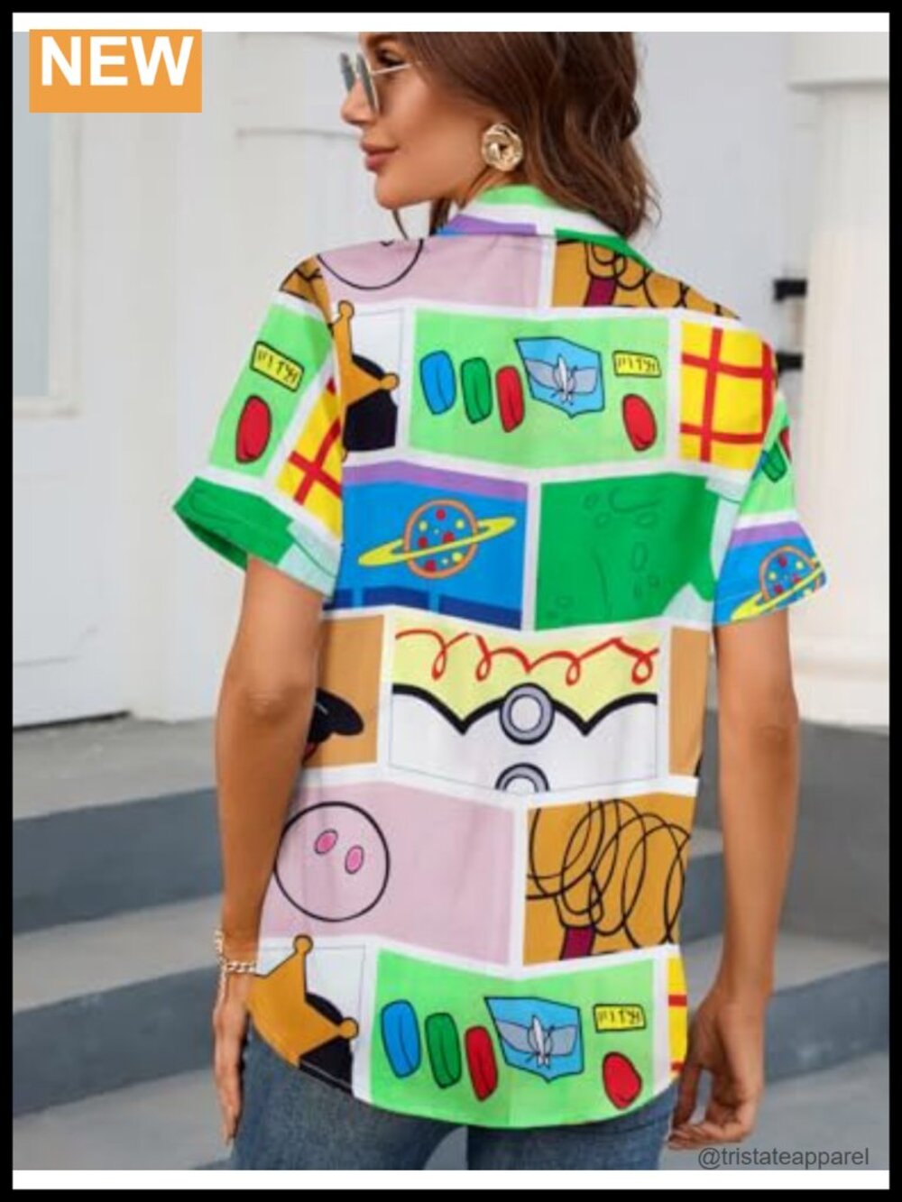 Funny Friendship Graphic Button Down Shirt Short Sleeve Blouse Vacation Tee for - Picture 4 of 6